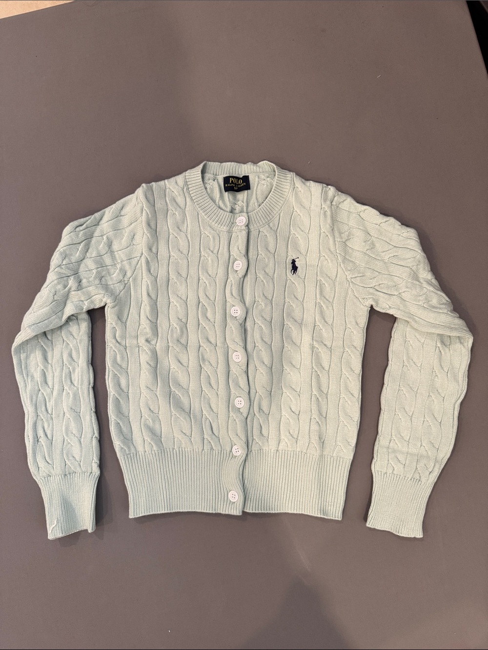 Polo by Ralph Lauren Light Mint Cable-Knit Button Cardigan